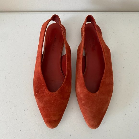 Everlane Slingback Pointed Flats Suede Womens 7.5 Red - Picture 4 of 8
